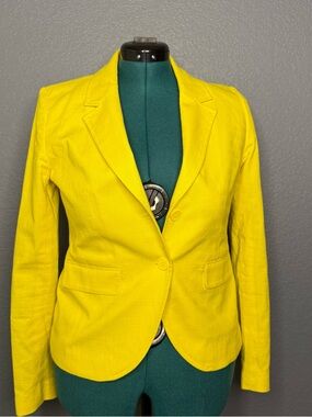 1901 Citron Yellow Blazer Size 8 Tailored Textured Jacket Statement Spring Coat
